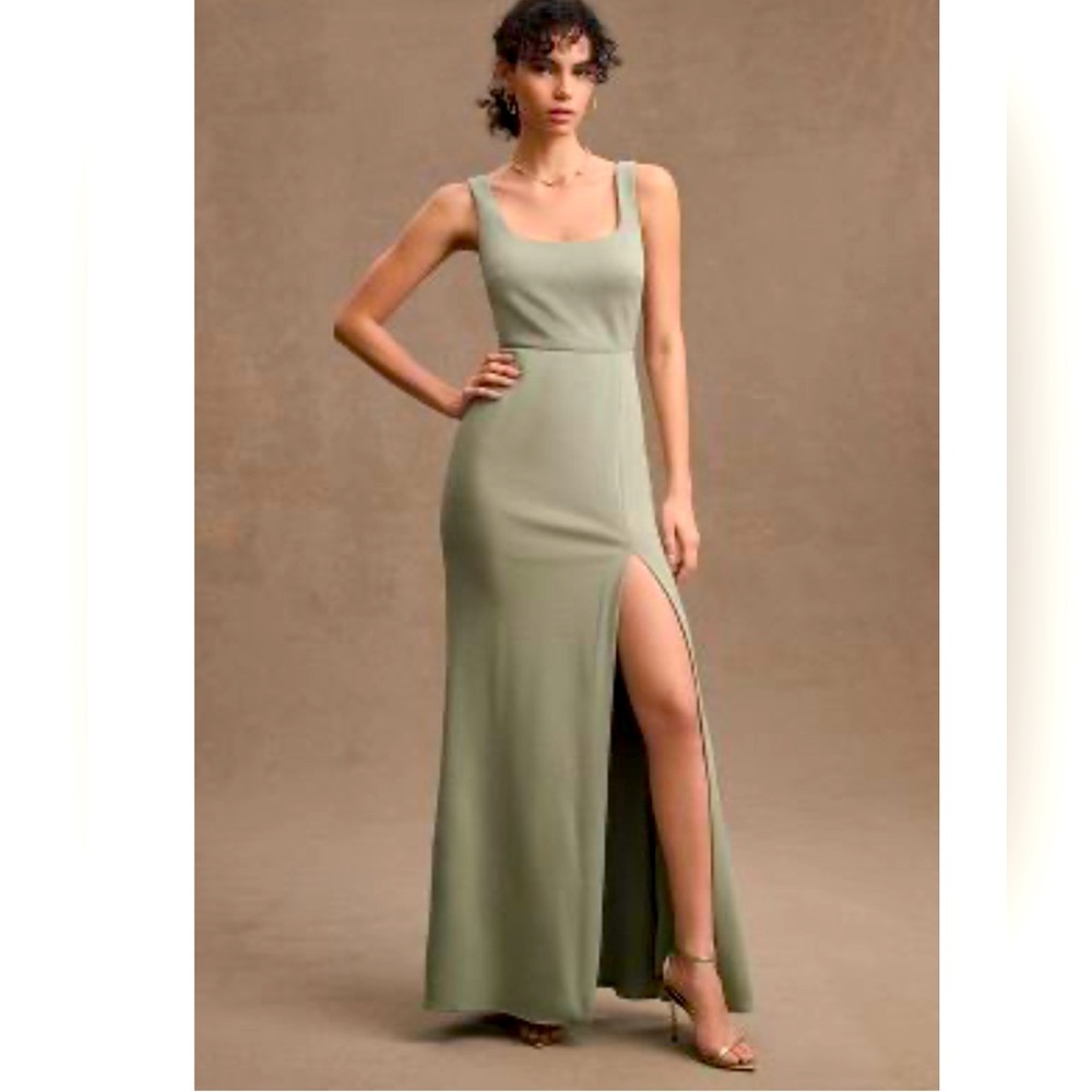 BHLDN Ashlynn Square-Neck Crepe Side-Slit Gown SOLD OUT colorway!